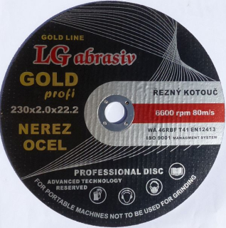 Kotouč řezný 230x2,0 LG INOX gold